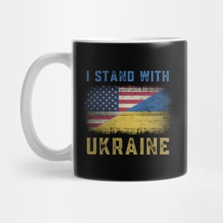 I STAND WITH UKRAINE - US FLAG UKRAINE FLAG RETRO DISTRESSED GRUNGE Mug